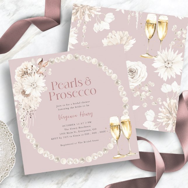Pink Pearls Prosecco Invitation (Pink Pearls Prosecco Invitation
)