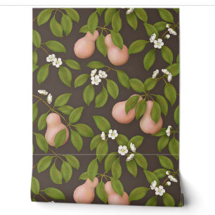 Pink Pears (dark brown) Wallpaper