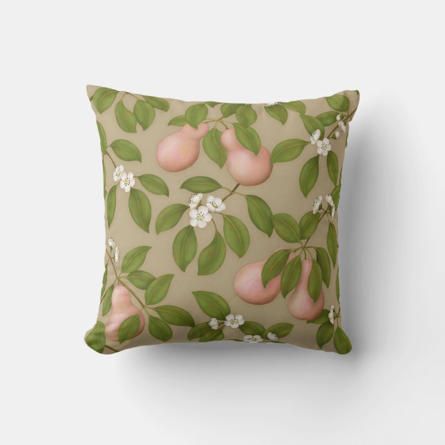 Pink Pears (light brown) Cushion (Front)