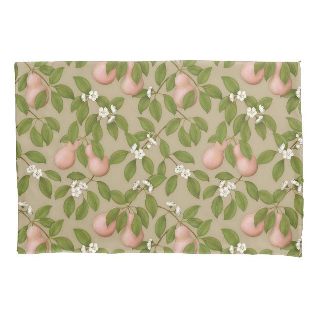 Pink Pears (light brown) Pillowcase (Front-Left)