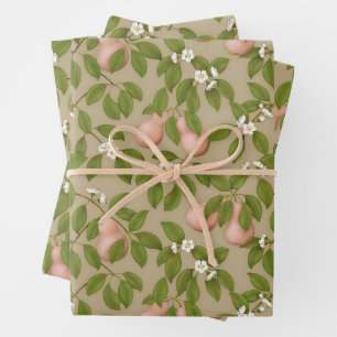 Pink Pears (light brown) Wrapping Paper Sheet