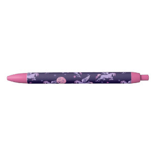Pink Pegasus Moon Black Ink Pen