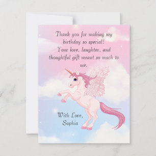 Pink Pegasus Unicorn Thank You Card