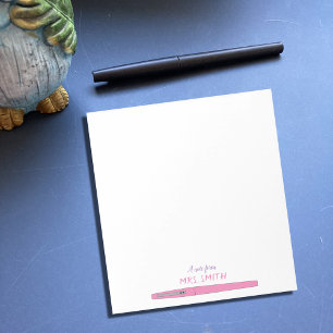 Pink Pen   A Note From   Teacher Notepad