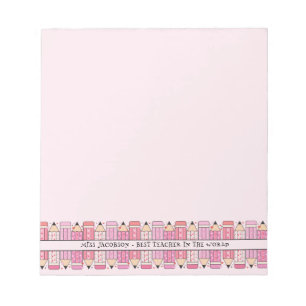 Pink Pencils Custom Text Teacher Pink Notepad