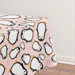 Pink Penguin Baby Shower Tablecloth