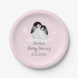 Pink Penguin Paper Plates