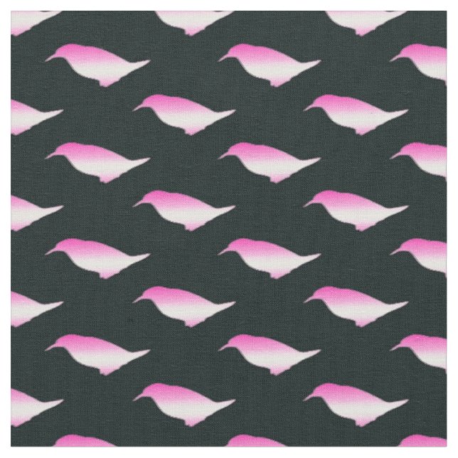 Pink penguin silhouette fabric (Close Up)