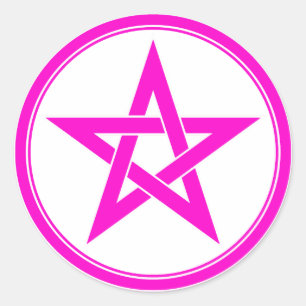 pink pentacle classic round sticker
