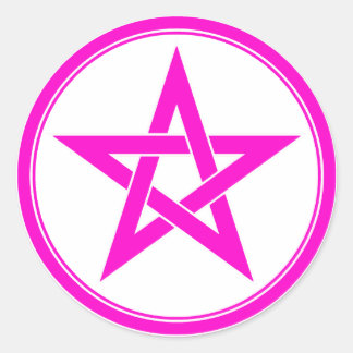 pink pentacle classic round sticker