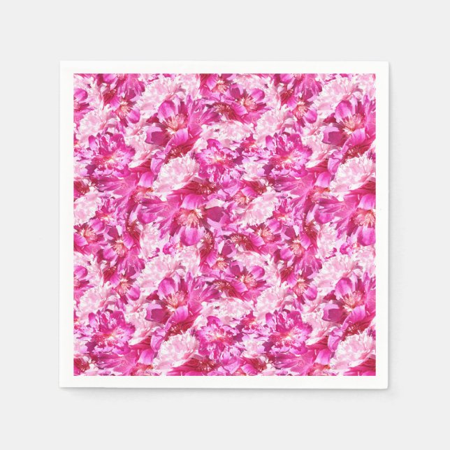 Pink Peonies Abstract Floral Cocktail Napkins (Front)