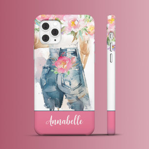 Pink Peonies and Denim Charm  iPhone 16 Pro Max Case