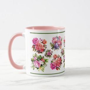 Pink Peonies and Flower Bouquets Mug