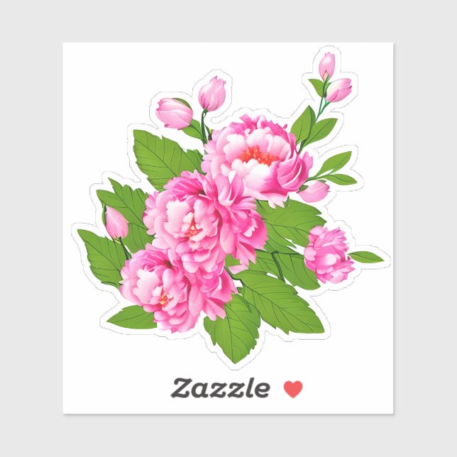 Pink Peonies and Green Leaves (Sheet)