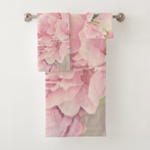 Pink Peonies Bath Towel Set