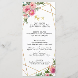 Pink Peonies Birthday  Menu