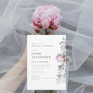 Pink Peonies Botanical Bridal Shower Invitation