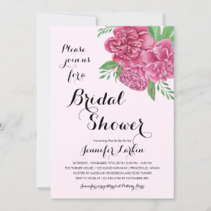 Pink Peonies Bridal Shower Invitation