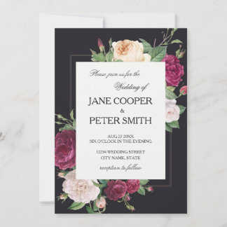 Pink peonies Budget Wedding Invitation