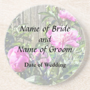 Pink Peonies By Stockade Fence Wedding Products Coaster