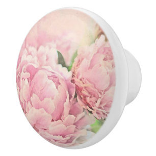 Pink Peonies Ceramic Knob