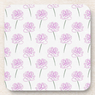 pink peonies coaster