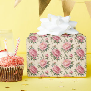Pink Peonies Floral Botanical Wrapping Paper