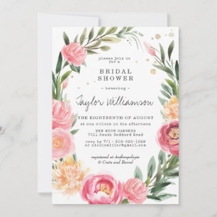 Pink Peonies Floral Bridal Shower Invitation