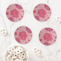 Pink Peonies Floral Coasters