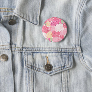 Pink Peonies Floral Garden Feminine Flowers 6 Cm Round Badge