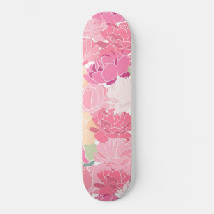 Pink Peonies Floral Garden Feminine Flowers Skateboard
