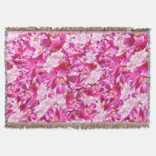 Pink Peonies Floral Pattern Home Decor Throw Blanket