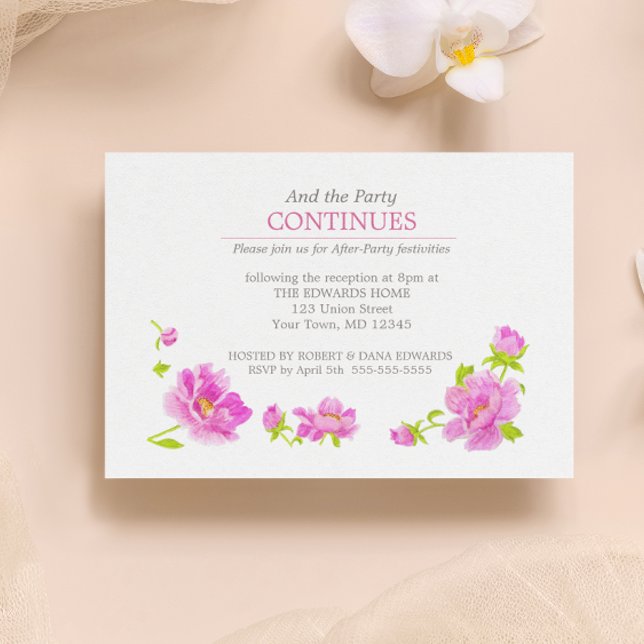 Pink Peonies Floral Pink After Party Enclosure Card (Creator Uploaded)