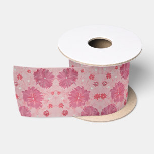 Pink Peonies Floral Satin Gift Ribbon