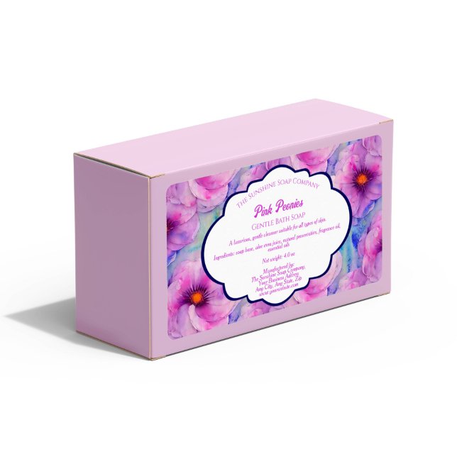Pink Peonies Floral Soap Packaging Label (Creator Uploaded)