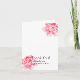 Pink Peonies Floral Thank You Card