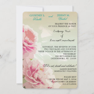 Pink Peonies Floral Wedding Invitation