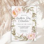 Pink Peonies Floral Wreath Mothers Day Celebration Invitation<br><div class="desc">A beautiful watercolor floral Mother's Day Celebration invitation inviting your guests to join you for this special day. This invitation features a lovely floral wreath of peonies and greenery surrounding the custom text that you can personalise with your event details. It makes a wonderful choice for Mother's Day Brunch, lunch,...</div>