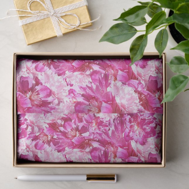 Pink Peonies Flower 10 lb Tissue Paper (Gift)