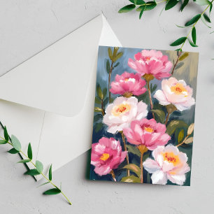Pink Peonies Flower Bouquet Card