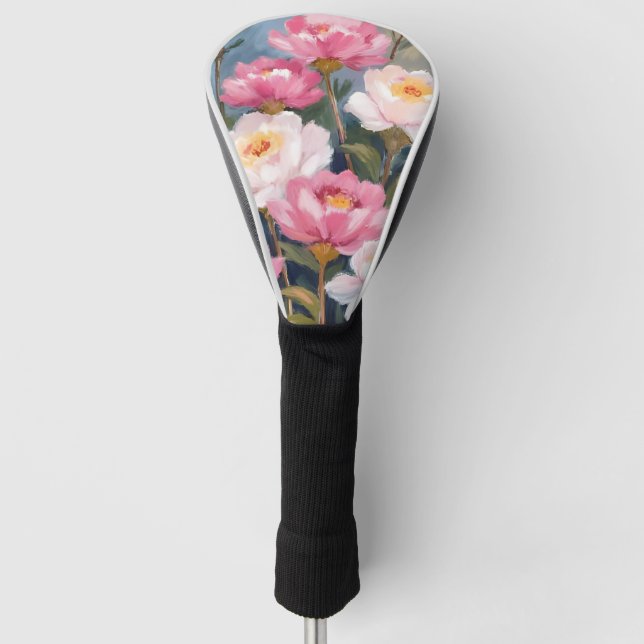 Pink Peonies Flower Bouquet Golf Head Cover (Front)