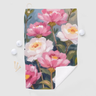 Pink Peonies Flower Bouquet Golf Towel