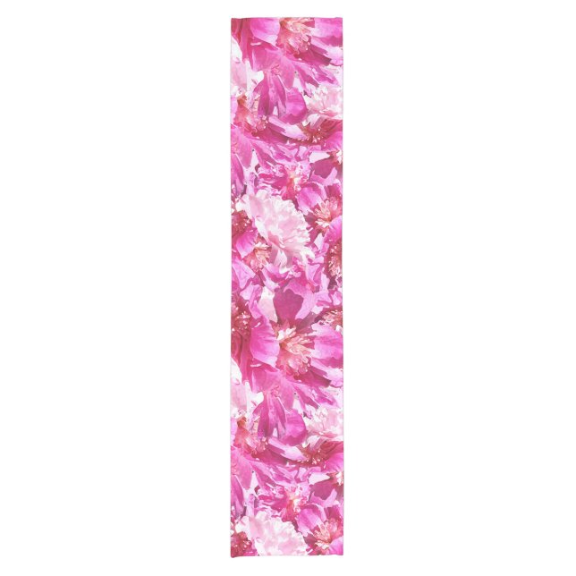 Pink Peonies Flower Table Runner (Front)