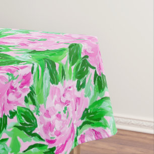Pink Peonies Flowers Pattern Tablecloth