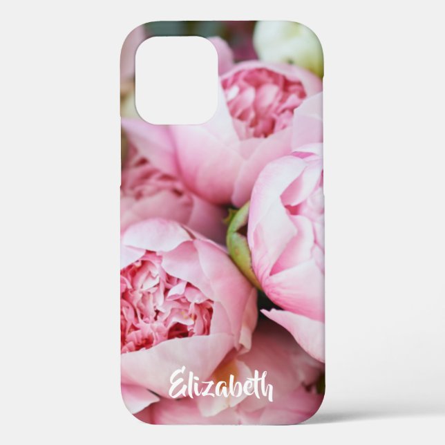 Pink Peonies Flowers Personalised Case-Mate iPhone Case (Back)