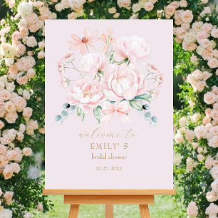 Pink Peonies Garden Bridal Shower Welcome Poster