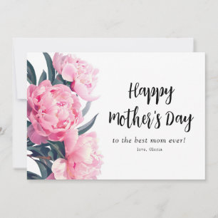 pink peonies happy mother's day card