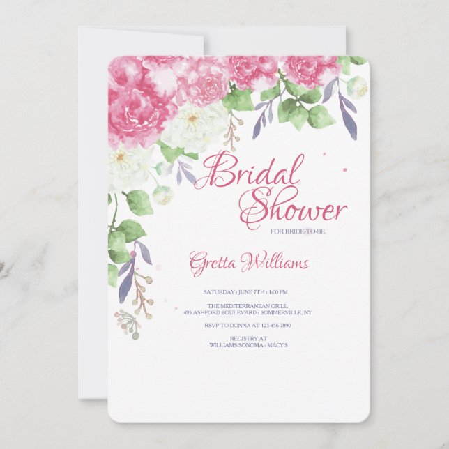 Pink Peonies Invitation (Front)