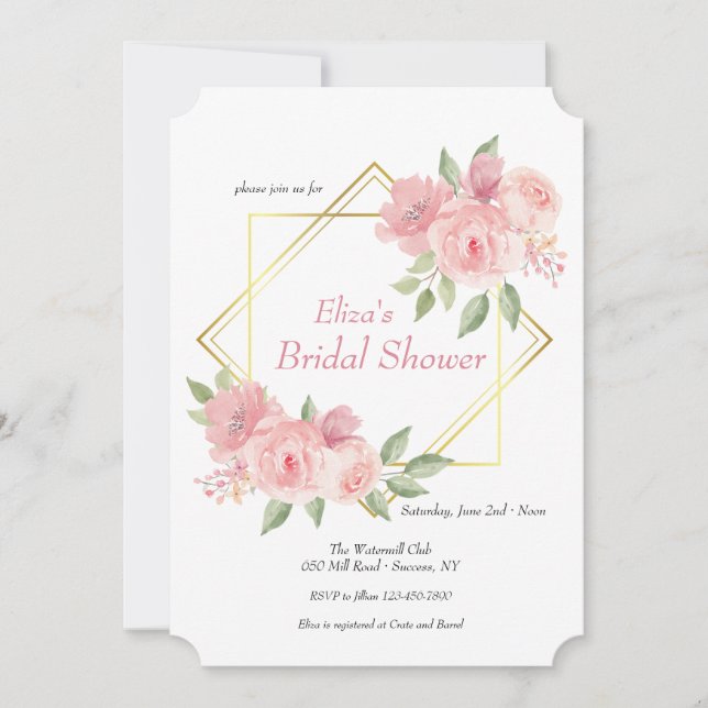 Pink Peonies Invitation (Front)