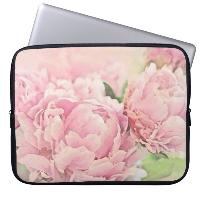 Pink Peonies Laptop Sleeve (Front)